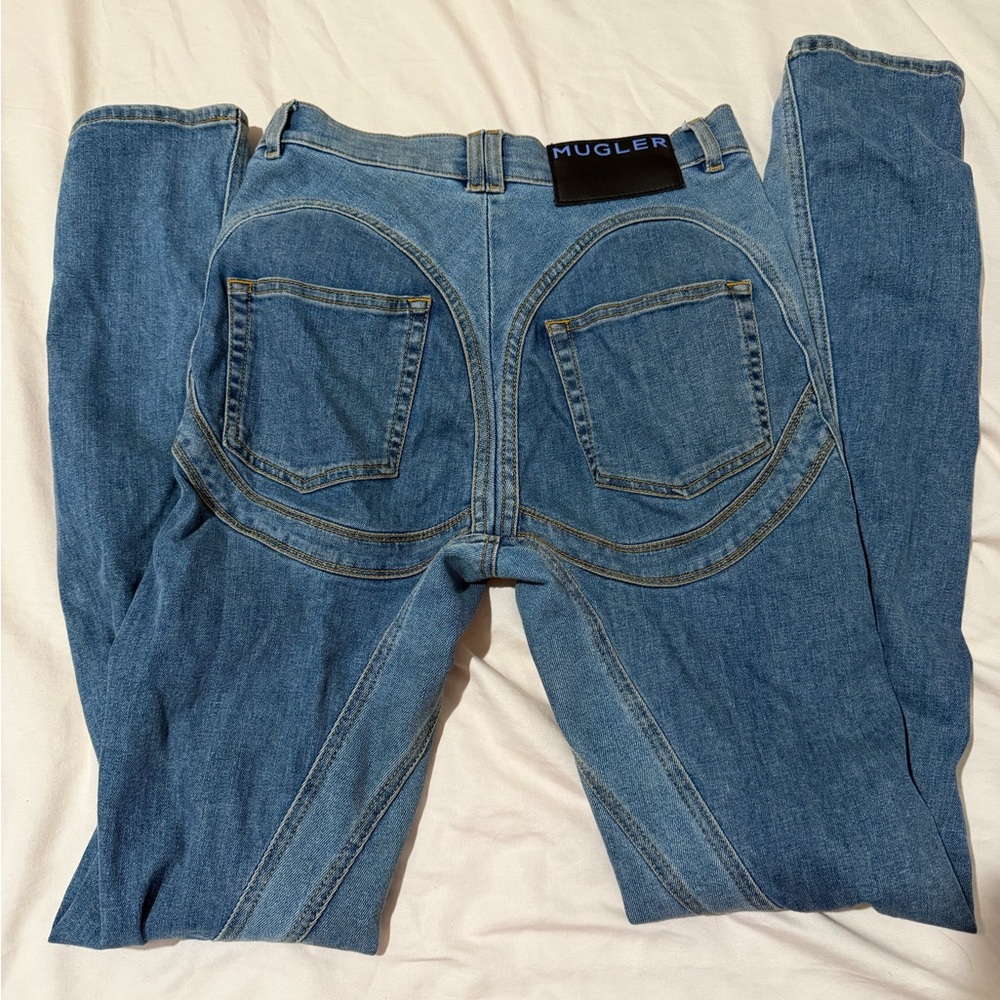 Mugler Light Blue Denim Pants
